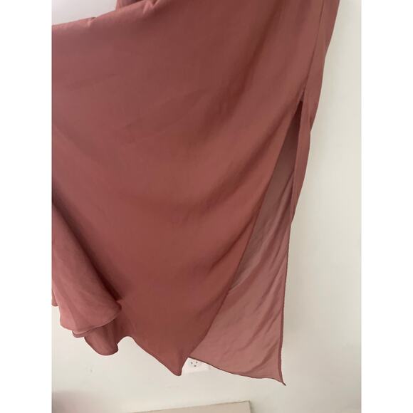 NWT Free People Hadley Satin Ruffle Maxi Slip Dress Small Cocoa Brown Silky - Picture 8 of 11